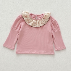 New Arrivals Autumn Baby Girls Floral Print Collar Long Sleeves Top Shirt Wholesale