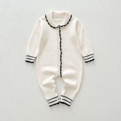 New Autumn Infant Baby Kids Cotton Simple Long Sleeves Single Breasted Knitted Cardigan/Rompers Wholesale