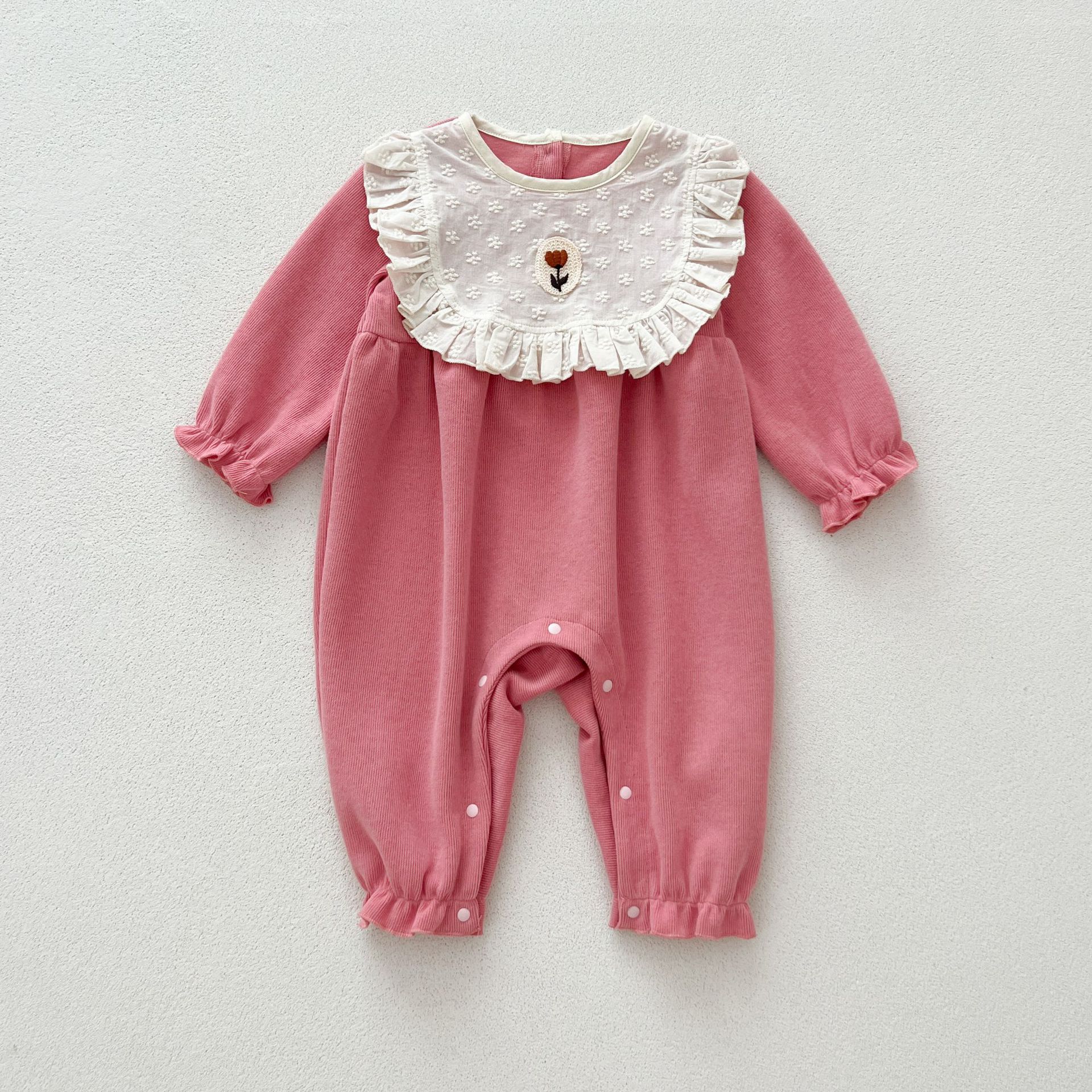 Infant Baby Girls Cute Flowers Pattern Long Sleeve One Piece Romper in