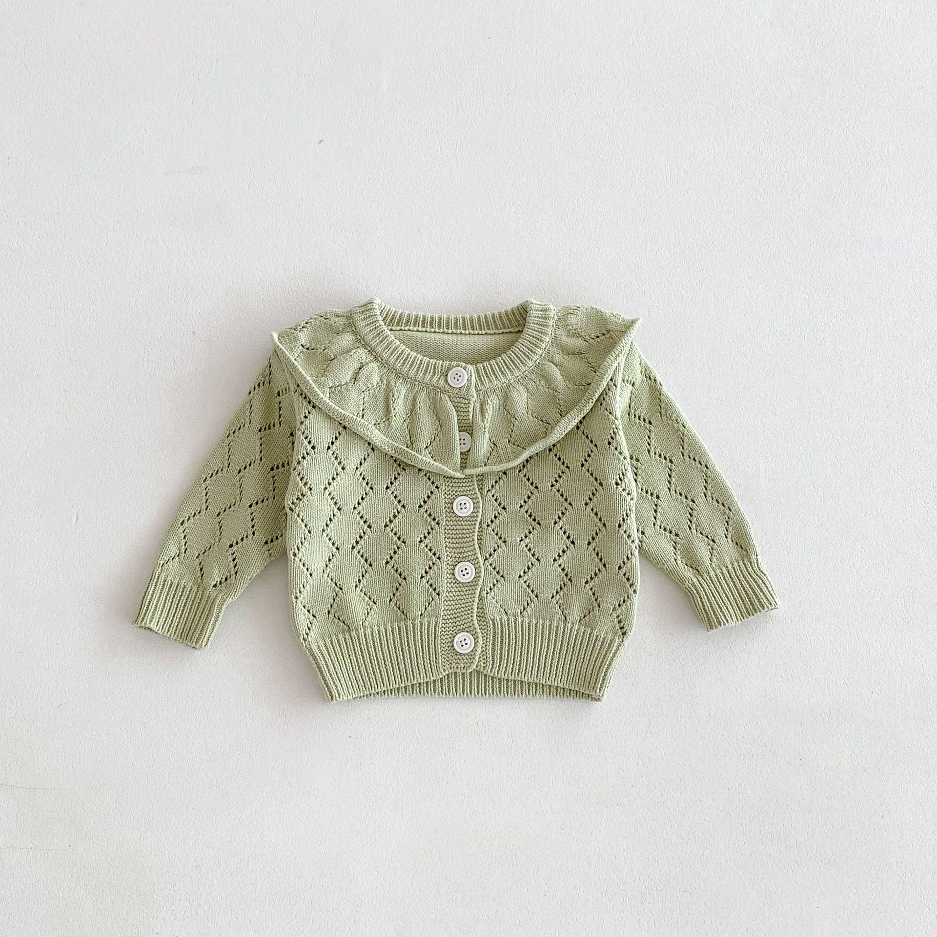 New Autumn Infant Baby Kids Girls Cotton Hollow Out Argyle Long Sleeves