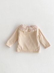 New Arrivals Winter Baby Girls Long Sleeves Knitted Top with Lace Collar Wholesale