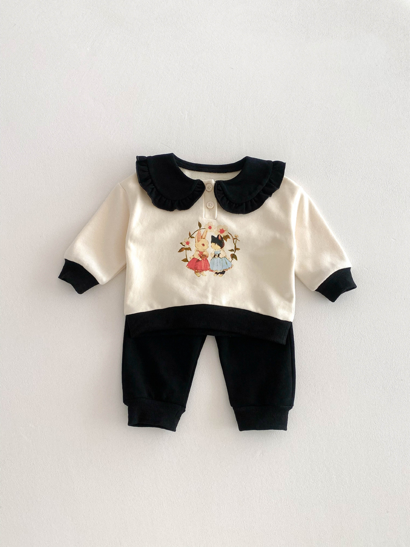 Spring Infant Baby Girls Cartoon Rabbits Pattern Long Sleeves Casual ...
