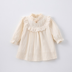 New Arrival Spring Infant Baby Kids Girls Stylish Flowers Striped Pattern Princess Long Sleeves Dress Wholesale