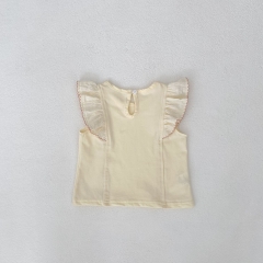 2025 Summer Infant Baby Girls Fly Sleeves Top Vest and Bloomers Sets Wholesale