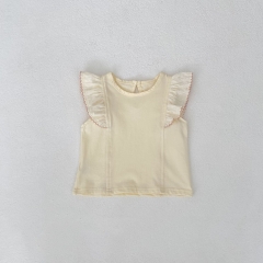 2025 Summer Infant Baby Girls Fly Sleeves Top Vest and Bloomers Sets Wholesale
