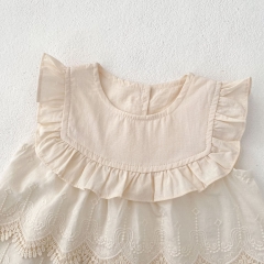 2025 Summer Infant Baby Girls Plain Sleeveless Top Dress With Bloomers Sets Wholesale