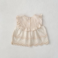 2025 Summer Infant Baby Girls Plain Sleeveless Top Dress With Bloomers Sets Wholesale
