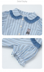 2025 Summer Infant Baby Kids Girls Striped Short Sleeves Rabbits Pattern Onesies Wholesale