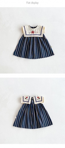 2025 Summer Infant Baby Kids Girls Sleeveless Cartoon Embroidered Pattern Striped Dress Wholesale