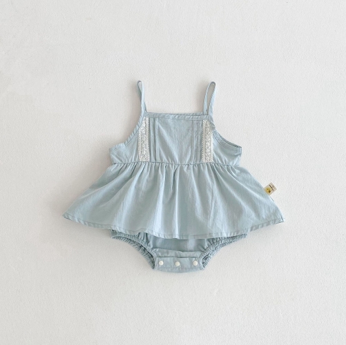 2025 Summer Infant Baby Girls Lace Flowers Pattern Sleeveless Onesies Bodysuits Wholesale