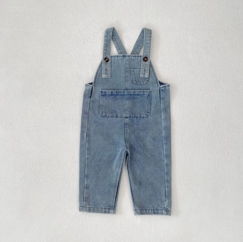 2025 Autumn Infant Baby Kids Unisex Sleeveless Denim Strap Overalls Wholesale