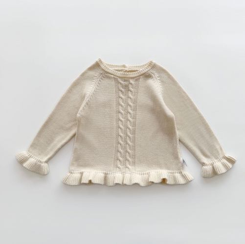 New Arrival Spring Baby Girls Long Sleeves Jacquard Pattern Sweater Wholesale
