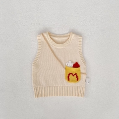 New Arrival Autumn and Winter Infant Baby Kids Unisex Cartoon Pattern Sleeveless Knitted Vest Wholesale
