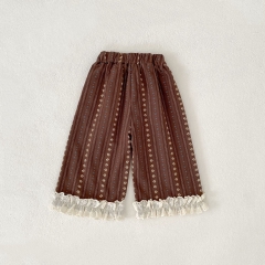 2025 New Arrival Baby Kids Girls Floral Pattern Vintage Pants In Spring and Autumn Wholesale