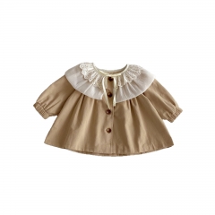 New Arrival Spring Baby Kids Girls Long Sleeves Hollow-out Collar Top Coat for Stylish Girls Wholesale