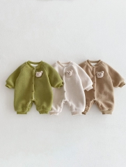 Autumn and Winter Infant Baby Unisex Cartoon Long Sleeve One Piece Fleece-lined Romper Wholesale