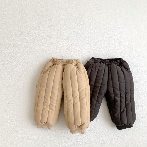 2025 New Arrival Baby Kids Unisex Plain Casual Fleece-Lined Pants In Winter Wholesale