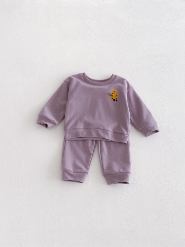 2026 Spring and Autumn Infant Baby Kids Unisex Long Sleeves Cartoon and Letters Pattern Pullover with Pants Sets Wholesale