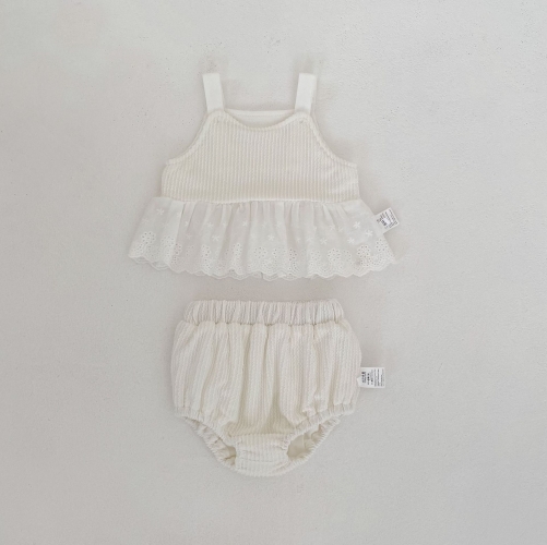 2026 Spring and Summer Infant Baby Kids Girls Sleeveless Patchwork Top with Bloomers Sets Wholesale