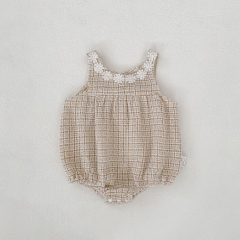 Spring and Autumn Infant Baby Girls Plaid Pattern Sleeveless One Piece Stylish Onesies Wholesale