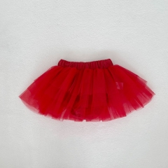 Infant Baby Kids Girls Red One Piece Solid Color Tulle Skirt in Autumn and Spring Wholesale