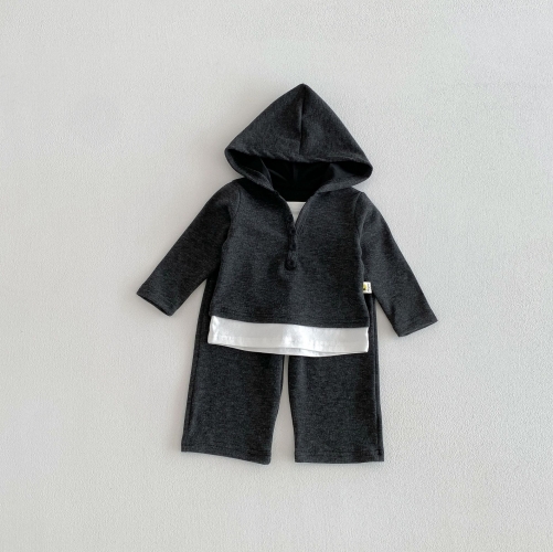 2026 Spring and Autumn Infant Baby Kids Girls Long Sleeves Color Patchwork Top with Pants Sets Wholesale