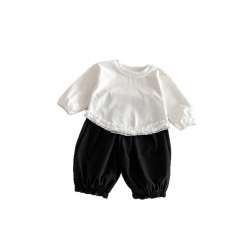 2026 Spring and Autumn Infant Baby Kids Girls Long Sleeves Letters Pattern Top with Pants Sets Wholesale