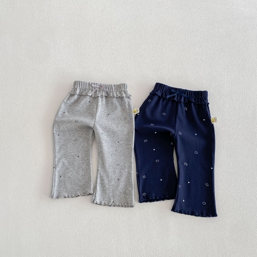 2026 Spring and Autumn New Arrival Baby Kids Girls Smiling Face Pattern Pants Wholesale