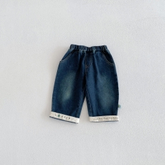 2026 Spring and Autumn New Arrival Baby Kids Girls Letters Pattern Denim Pants Wholesale