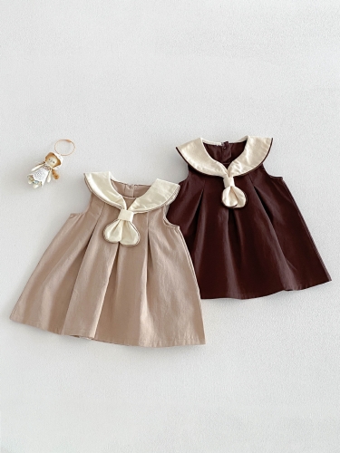 Summer Infant Baby Girls Cute Sleeveless Navy Collar One Piece Dress Wholesale Summer Infant Baby Girls Cute Sleeveless Navy Collar One Piece Dress Wholesale
