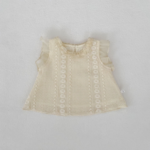 2026 Summer Infant Baby Kids Girls Sleeveless Hollow-out Top Vest with Shorts Sets Wholesale