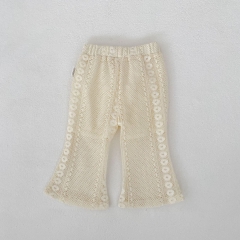 2026 New Arrival Baby Kids Girls Solid Color Hollow-out Plain Pants In Summer Wholesale