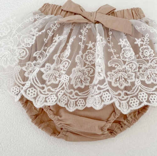 2026 Summer Infant Baby Kids Girls Short Sleeves Flowers Pattern Lace Trim Top with Shorts Sets Wholesale