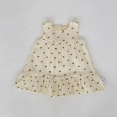 Summer Infant Baby Girls Hearts Pattern Sleeveless One Piece Stylish Dress Wholesale
