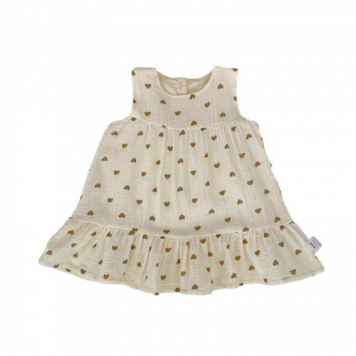 Summer Infant Baby Girls Hearts Pattern Sleeveless One Piece Stylish Dress Wholesale