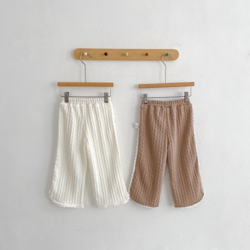 2026 New Arrival Baby Kids Girls Hollow-out Plain Lace Trim Pants In Summer Wholesale