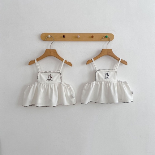 Summer Infant Baby Girls Cute Cat Pattern Sleeveless One Piece Stylish Dress Wholesale