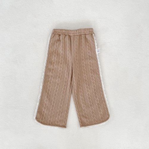 2026 New Arrival Baby Kids Girls Hollow-out Plain Lace Trim Pants In Summer Wholesale