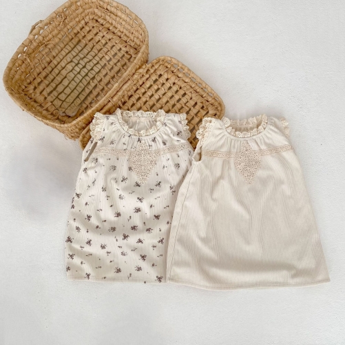 Summer Infant Baby Girls Cute Sleeveless One Piece Stylish Hollow-out Pattern Embroidered Dress Wholesale