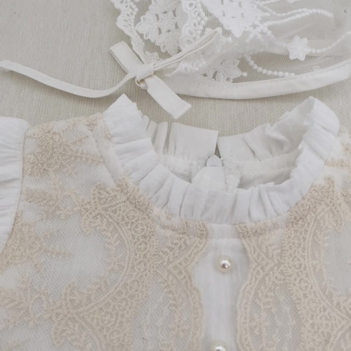 Summer Infant Baby Girls Fly Sleeves Lace Embroidered One Piece Stylish Tulle Dress Wholesale