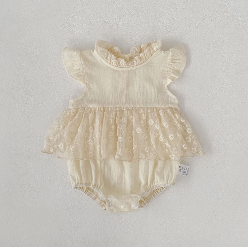 Summer Infant Baby Girls Flowers Pattern Fly Sleeves One Piece Stylish Tulle Onesies Wholesale Summer Infant Baby Girls Flowers Pattern Fly Sleeves One Piece Stylish Tulle Onesies Wholesale