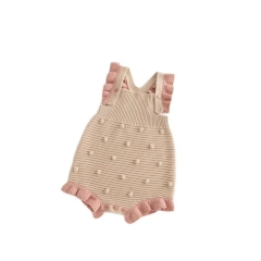 Summer Infant Baby Girls Dots Pattern Sleeveless One Piece Stylish Knitted Onesies Wholesale