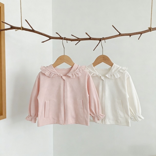 New Arrival Spring and Summer Baby Kids Girls Long Sleeves Solid Color Coat Wholesale