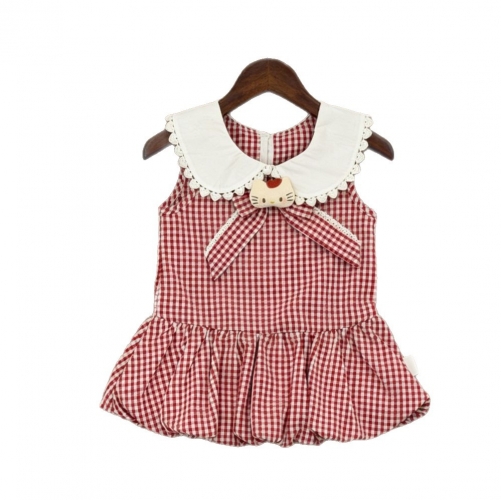 Summer Infant Baby Girls Cute Plaid and Cartoon Toy Pattern Sleeveless One Piece Dress Wholesale Summer Infant Baby Girls Cute Plaid and Cartoon Toy Pattern Sleeveless One Piece Dress Wholesale