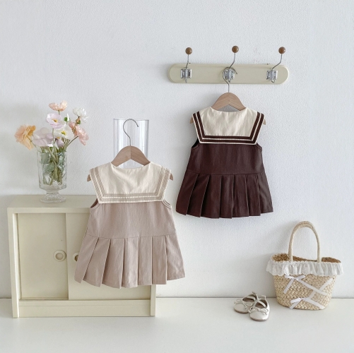 Summer Infant Baby Girls Teddy Bear Pattern Sleeveless One Piece Stylish Dress Wholesale