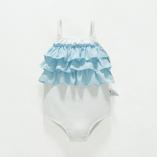 Infant Baby Girls Color Patchwork Strap Swimsuit In Summer Wholesale