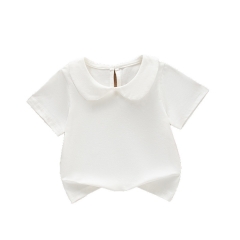 New Arrival Summer Infant Baby Boys and Girls Solid Color Short Sleeves Top Wholesale