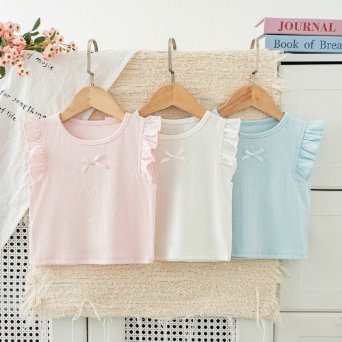 New Arrival Summer Infant Baby Girls Solid Color Sleeveless Top Vest Wholesale