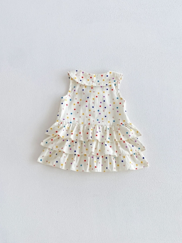 Summer Infant Baby Girls Cute Dots Pattern Sleeveless Dress Wholesale