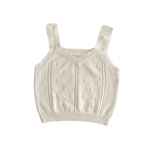 New Arrival Summer Infant Baby Girls Hollow-Out Pattern Sleeveless Vest Wholesale